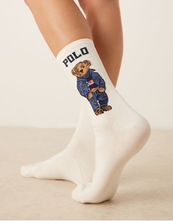 bear sock in cream