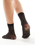 sparkle bow sheer socks in black