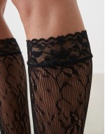 knee high lace socks in black