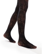 romantic floral lace tights in black