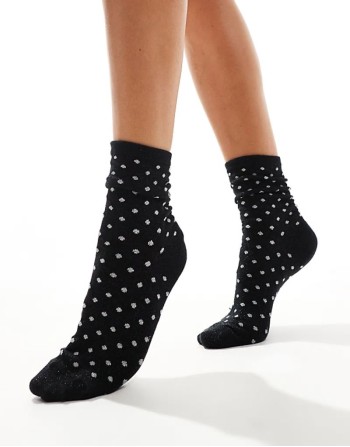 glitter polka dot socks in black
