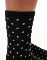 glitter polka dot socks in black