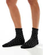 glitter polka dot socks in black