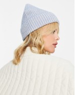 colour ribbed beanie in pale blue