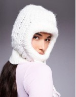 Ski knitted fluffy balaclava in cream