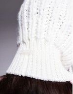 Ski knitted fluffy balaclava in cream