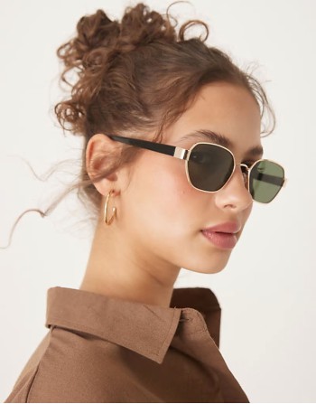 metal angular square sunglasses with g15 lens