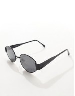 slim round metal sunglasses in black