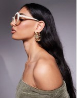 chunky oval frame sunglasses in off white