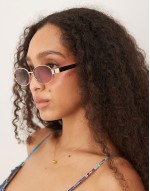 DEISGN metal oval sunglasses in gold with black arms