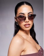 calanderiel metal cat eye sunglasses in black and silver