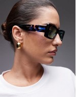 Premium Zanzibar rectangular acetate sunglasses in blue tort