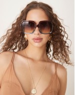 oversized 70s sunglasses in brown blue fade