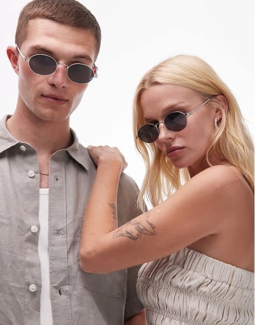 poseidon deux round metal sunglasses in silver and black