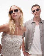 poseidon deux round metal sunglasses in silver and black