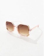 oversized round sunglasses in clear and pink
