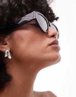 premium round cat eye sunglasses in black