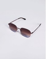 Quay big time round metal sunglasses with brown blue gradient lens