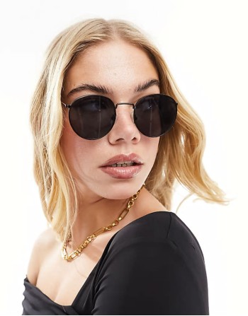 New Explore round sunglasses in black