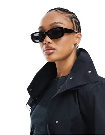 Cotton On abby rectangle sunglasses in black