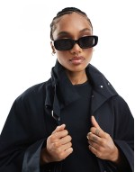 Cotton On abby rectangle sunglasses in black
