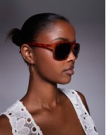 thin frame aviator sunglasses in orange tort