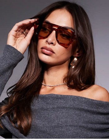 angular aviator sunglasses in tort