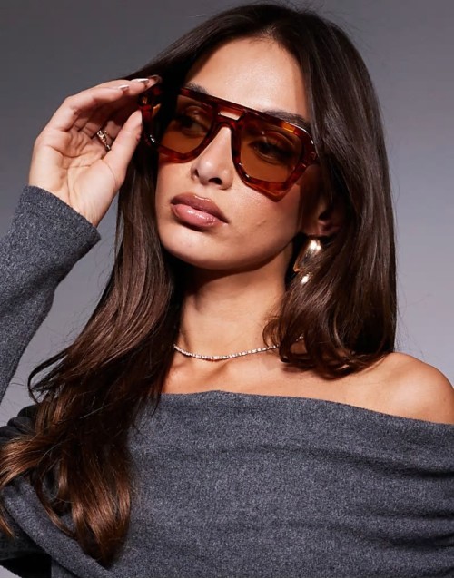 angular aviator sunglasses in tort