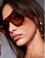 angular aviator sunglasses in tort