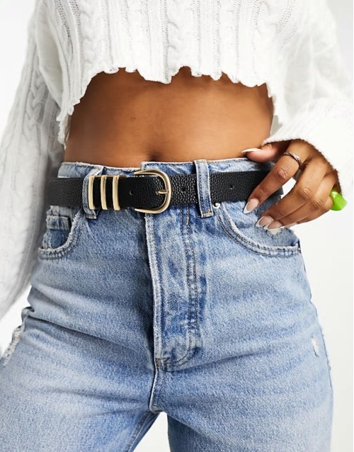 gold buckle belt in black