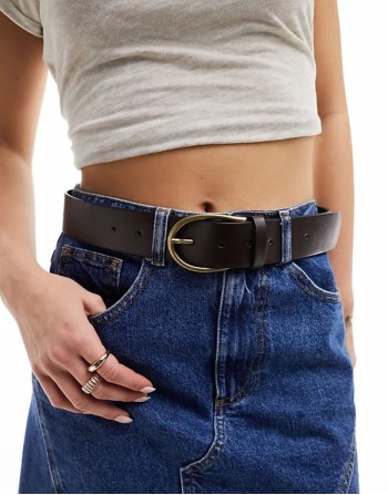 half moon waist and hip jeans belt in brown