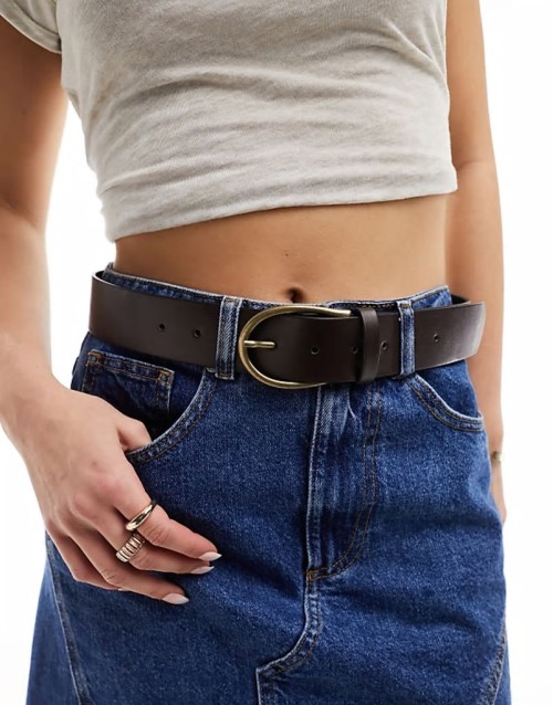half moon waist and hip jeans belt in brown
