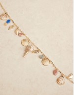 waist and hip chain belt with faux shells charms and stones in gold