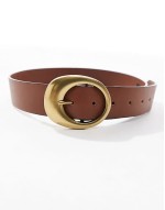 oval buckle jeans belt in tan
