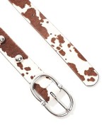 leather double half moon buckle in cow print waist and hip belt