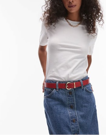 gold hoop buckle belt in red