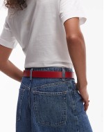 gold hoop buckle belt in red