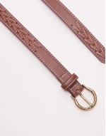 slim plait detail belt in brown