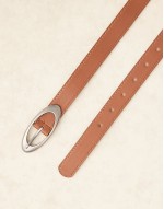 oval buckle waist and hip jeans belt in tan