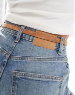 Suede hammered disc waist and hip belt in tan