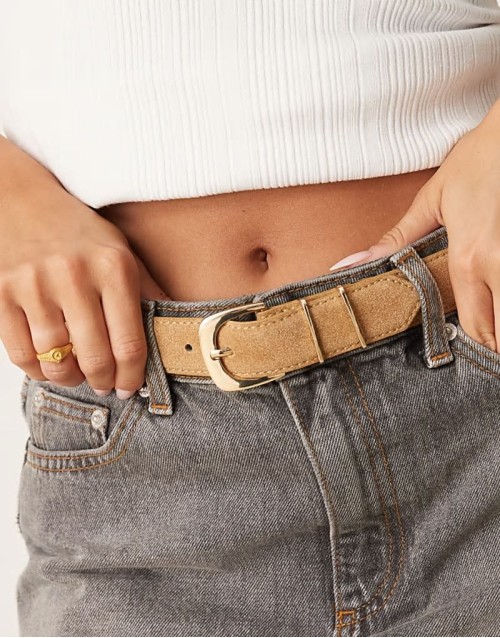 classic suede belt in tan