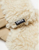 puffer fleece mittens in sand