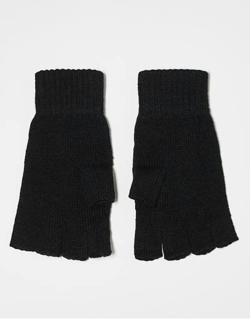 Wood unisex fingerless gloves in black