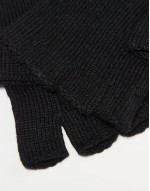 Wood unisex fingerless gloves in black