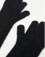 Ginny Premium alpaca mix ribbed knitted gloves in black
