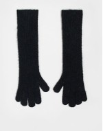 Ginny Premium alpaca mix ribbed knitted gloves in black